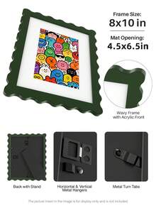 1pc Scallop Picture Frame Available In Multi Color/Size With White Mat, Wave Edge Photo Frame For Children's Gift, 11x14/8x10/6x8/5x7/4x6 Inch, Blue/Red/Yellow/Green/Black/White - Scalloped Picture Frame - View 10