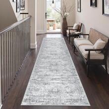 Alfombra de pasillo antideslizante para dormitorio, alfombra lavable con reverso de goma - Alfombra suave de pelo corto para cocina, lavandería, baño (61 x 244 cm, beige/marfil) - Gris Claro - Ver 10