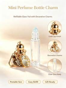 8ml Transparent Glass Bottle Keychain, Heart-Shaped Perfume Bottle, Reusable, Suitable For Bags, Keychains And Other Occasions - View 3
