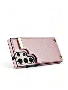 Casing Ponsel Kulit Asli Ultra Mewah, Kompatibel dengan Galaxy, Dilengkapi Slot Kartu dan Penyangga - Rose Gold - View 2