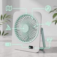 GICOOK 1200mAh Portable USB Plug-In Desktop Fan, Ultra-Quiet Adjustable 180° Folding Design, Suitable For Home Office Travel, Multi-Functional Cooling Device, Lightweight Cooling Fan Electric Fan Hobby Small Fan Mini Fan - White - View 8