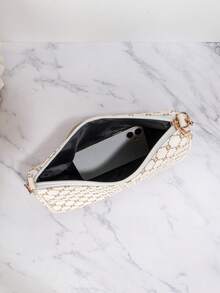 Classic Vintage Print Underarm Small Bag, Adjustable Leather Metal Chain Shoulder Strap, Daily Shopping & Office Wear Clutch - Pillowcase - View 7