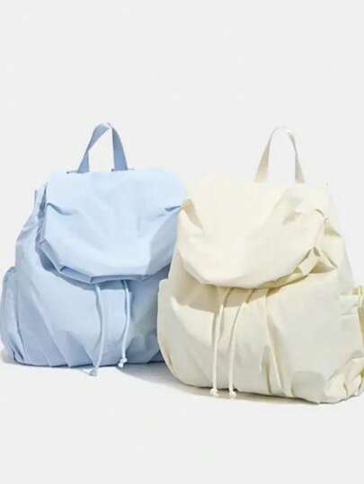 Ransel Lipat Nilon Lembut, Ransel Kasual Ringan untuk Sekolah dan Perjalanan