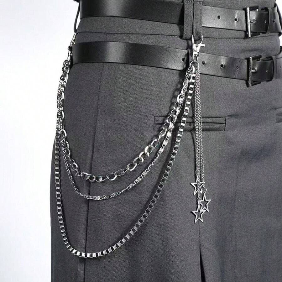 1pc Women's Metal Pants Chain Suitable For Daily Use - Silver - View 1