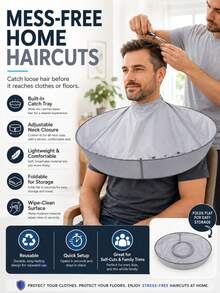 Adjustable Haircutting Cape, Foldable Haircutting Umbrella Cape, Suitable For Salon And Home Use, Unisex For Adults - Multicolor - View 4