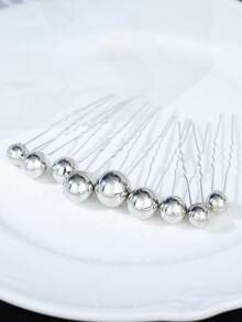 18pcs Bridal Fashion Elegant Pearl Hair Pins - All-silver - View 3