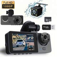 3-Channel 1080P Front And Rear Built-In Dash Cam, 3-Way Car Camera With 32GB Memory Card, Infrared Night Vision, 24/7 Parking Monitoring, G-Sensor, Loop Recording, Suitable For Cars And Trucks, 150mAh Battery Capacity - Dashcam - View 12