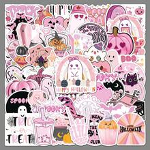 50PCS Halloween Pink Graffiti Cartoon Stickers Halloween Cute Party Decorations Halloween Back To School Stickers Vinyl Waterproof Stickers For Water Bottle,Computer,Laptop,Phone,Luggage,Notebook,Fridge - Multicolor - View 3