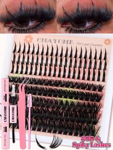140/150 Pcs D-Curl Fluffy False Eyelash Clusters, Super Thick & Long Lash Clusters, Curled Individual Lashes, Thin & Long Lashes, Cartoon Effect Long Lashes, Suitable For Beginners Home Use. - Multicolor - View 13