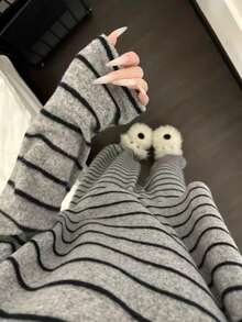 Women's Autumn/Winter Brushed Fleece Fashion Pajamas, Premium Warm Thickened Loungewear - Grey - View 1