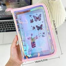 1pc A6 Laser Rainbow Loose-Leaf Binder, Zippered Planner, Large Capacity Sticker Storage Bag, Stationery Organizer, Detachable Inner Pages Multi-Functional Binder, IDOLME, Suitable For K-Pop Photo Album, Sticker Book, Savings Plan Book, Nail Art Storage, Diary, Notebook, School Supplies, Office Supplies, Back To School Supplies - A6 - View 7