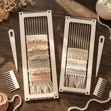 3 Pieceswooden Rectangular Knitting Machine Set - DIY Crochet Wooden Threading Tool Kit. Includes A Multi-Functional Comb, Knitting Needles, Handmade Gift, Holiday Gift, Halloween Tool, Gift For Home Decoration. Suitable For Making Handicrafts. - A - View 1