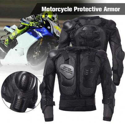 1 chaqueta protectora de motocicleta negra, chaqueta de protección para conducir motocicleta, chaqueta de motocicleta transpirable, chaqueta de moto transpirable.