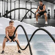 RAVIAN 8.5M Battle Rope With Wall Mount Kit, Heavy Duty Exercise Training Rope With Non-Slip Handles, Includes 2 Wall Hooks & 8 Anchor Bolts For Home Gym Strength Training - A - View 3