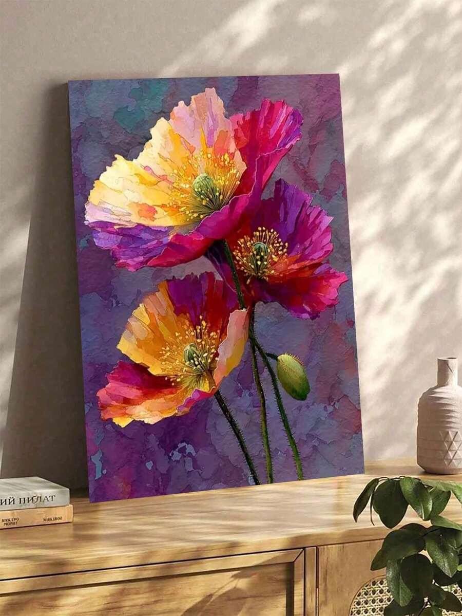Floral Digital Oil Painting, DIY Canvas Art, Suitable For Adult Beginners, Wall Decor Holiday Gift, Includes Painting Tools