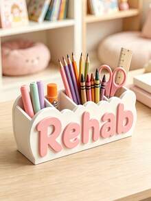 Personalized Name Desk Organizer, 3D Printed Pencil Holder, Kids Room Decor - Multicolor - View 7