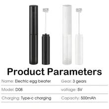 Pengaduk Susu Elektrik 3 Kecepatan, Pengaduk Telur & Susu Genggam Nirkabel, Pengaduk Kopi Isi Ulang USB, Pengaduk Dapur Multifungsi, Penting untuk Memanggang dan Kopi - MultiWarna - View 11