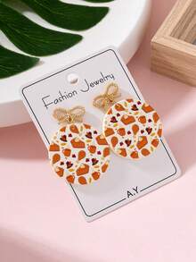 1 Pair Thanksgiving Bow Chicken Leg Pumpkin Pie Earrings, Women's Fashion Jewelry - Multicolor - View 3