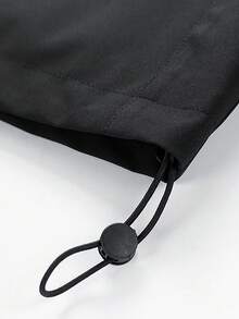 Spring/Autumn Unisex Functional Hooded Windbreaker Jacket, Outdoor Workwear Loose Fit With Large Pockets, Hiking Couple Top - Black - View 7
