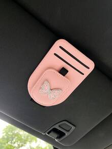 1pc Car Visor Storage Pouch Multifunctional Fashion Glasses Holder, Compact Space-Saving Car Visor Accessory, Multi-Color Options, Large Capacity Dual Slot Glasses Clip, Card Storage Pouch, Highly Practical, Easy Access, Doesn't Block View, Strong Magnetic Adsorption, Auto-Closing Car Interior Accessory - A - View 20