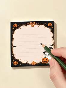 1pc/2pcs Halloween Grim Reaper & Gothic Memo Pad / With Skeleton Witch Cauldron, Spooky Ghosts, Pumpkin Desk Writing Paper / Suitable For Journaling, Office, Study / Square Stationery For To-Do Lists, Witchcraft Decor, Multi-Purpose Gift - A - View 8