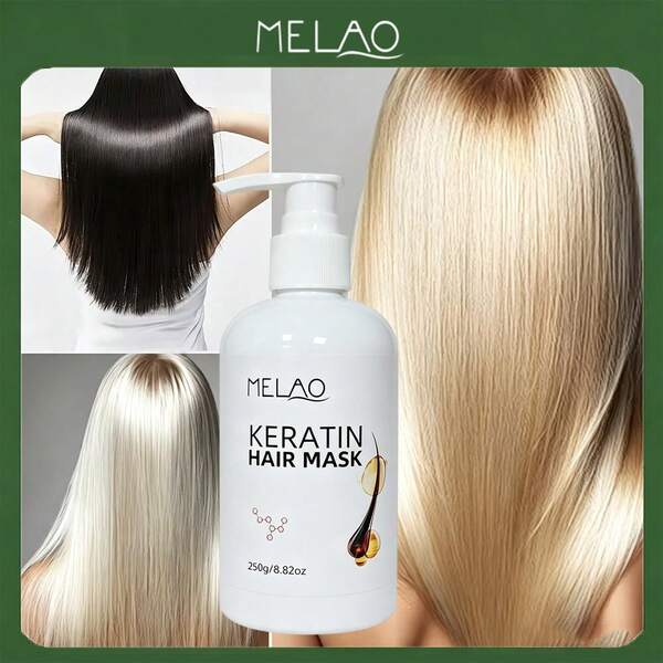 MELAO Keratin Hair Mask 250g/8.82oz, Deep Nourishing Repairing Hair Mask, Smooths Frizz, Restores Silky Shine To Dry Damaged Hair