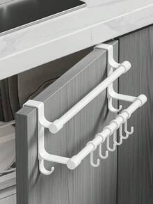1pc Over-The-Door Towel Rack: Easy To Install,Great For Hanging Towels,Spoons And Utensils.Practical Hook-Style Storage Rack,Designed For Cabinet Doors,Perfect For Keeping Kitchen And Bathroom Organized And Tidy. - Multicolor - View 8