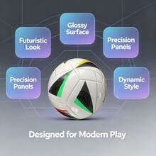 Soccer Ball Size 2, Fashionable Tech-Inspired Design With Creative Machine-Stitched Patchwork Appearance, Excellent Rebound Performance For Comfortable Sports Experience, Durable Surface Resistant To Outdoor Wear And Tear. Compact And Easy To Store, Suitable For Leisure Sports, Play, And Photography, Combining Practical Sports Value With Fashionable Visual Appeal. - Yellow - View 2