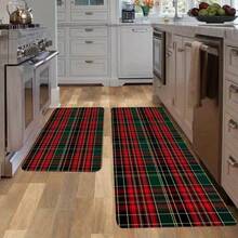 1pc Christmas Red & Green Plaid Kitchen Mat, Kitchen Rug, Door Mat, Runner Rug, Area Rug, Christmas Carpet - Multicolor - View 4
