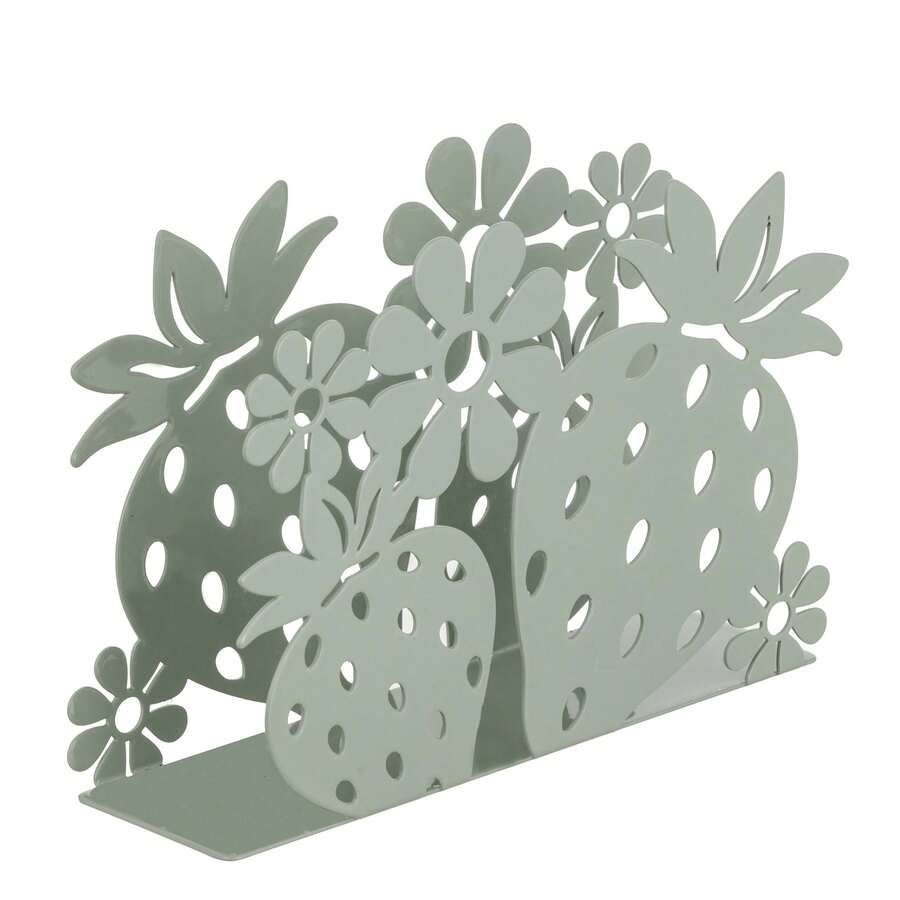 Baroni Home Portatovaglioli in Metallo Decorato, Design Moderno per Tavola e Cucina, Linea Fragola, 4x14,5x10 cm - Portavaglioli - Visualizzare 1