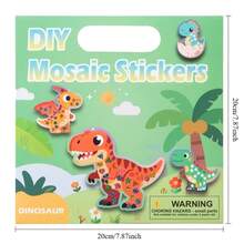 Children's Cartoon DIY Craft Set, 2-In-1 Mosaic Sticker And Coloring Painting Set, Dinosaur Animal Transportation Castle Princess Art Activity Toy, Suitable For Boys And Girls Aged 3 And Above - Multicolor - View 9