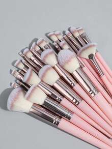 10pcs Professional Makeup Brush Set With Velvet Storage Bag, Soft Bristles, Easy To Carry, Includes Foundation Brush, Eyeshadow Brush, Blending Brush, Eyebrow Brush, Suitable For Travel Makeup Use, Set Contains Multiple Makeup Brushes - Pink - View 4