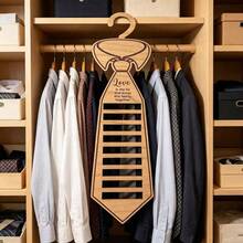 Father's Day Creative Wooden Tie Storage Rack, Men's Wall-Mounted Tie Organizer, Thank You Dad Gift Wooden Hanging Rack, Tie-Shaped Storage Rack, Home Tie Organizer Tool, Commemorative Gift Home Decor Ornament, Father's Day Gift,Bedroom Room Decor,Back To School - Multicolor - View 8