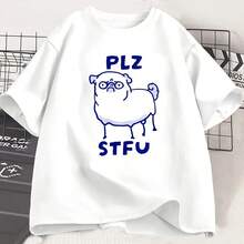 Women's Casual Short-Sleeved T-Shirt With Funny Meme Design, Vintage T-Shirt With Sheep Print, Women's Streetwear. - Shape - View 1