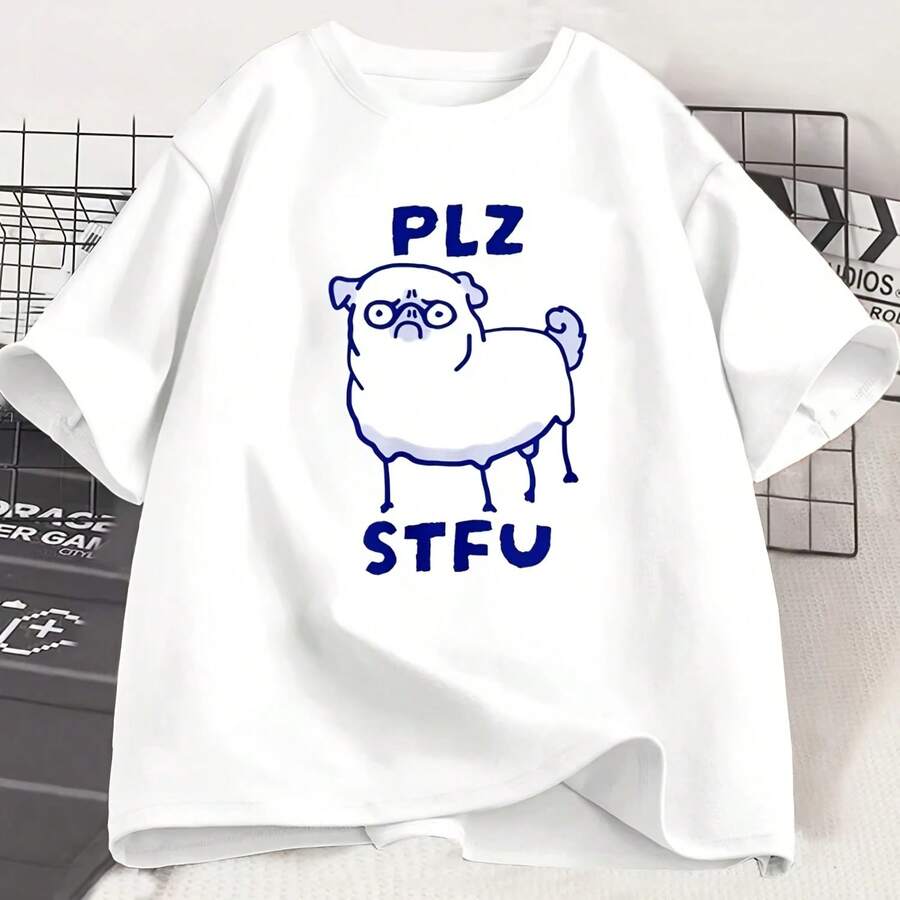 Women's Casual Short-Sleeved T-Shirt With Funny Meme Design, Vintage T-Shirt With Sheep Print, Women's Streetwear. - Shape - View 1