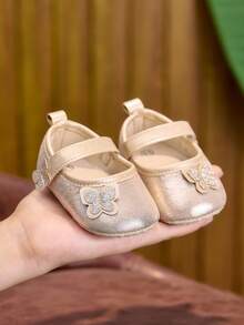 Infant Girl Shoes 0-6-12 Months Soft Sole Newborn Princess Shoes Spring Summer Autumn 0-1 Year Old Flat Shoes - Gold - View 9
