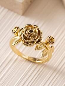 1 pieza Anillo hermoso para mujeres, joyería para boda, compromiso y fiesta, regalo del Día de San Valentín - Amarillo Oro - Ver 3