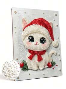 Cat Pattern Pearl Painting Set Adult Round Half Pearl Rhinestone Art Craft Home Wall Decor Holiday Gift - Sets - View 10