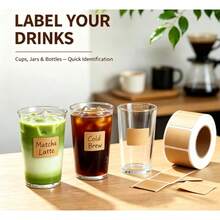 3pcs Kraft Paper Blank Label Sticker, 4 Sizes Available, Handwritten Self-Adhesive Label, Suitable For Kitchen Storage, Storage Cans, Drinks, Plants, Skin Care Products Classification Roll Design, Tear With Use, Home Shop Storage Artifact. - Multicolor - View 3