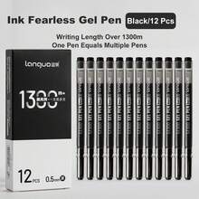 藍色水果超大容量中性筆 0.5mm 針尖黑墨水，超長書寫距離，順滑不暈染，學生考試準備、辦公簽名用一次性簽字筆，整盒裝 - 中性筆 - 查看 15
