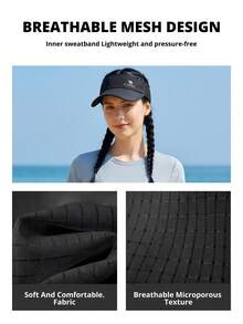 CAMEL CROWN Empty Top Sun Visor Hat, UV Protection Quick Dry Sports Cap, Lightweight Sun Hat For Running & Tennis In Summer - Black Agate - View 2