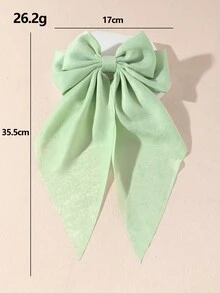 1件女款清新綠色蝴蝶結緞帶髮夾，適合日常配戴、春夏、度假、派對、外出 - 綠色 - 查看 3