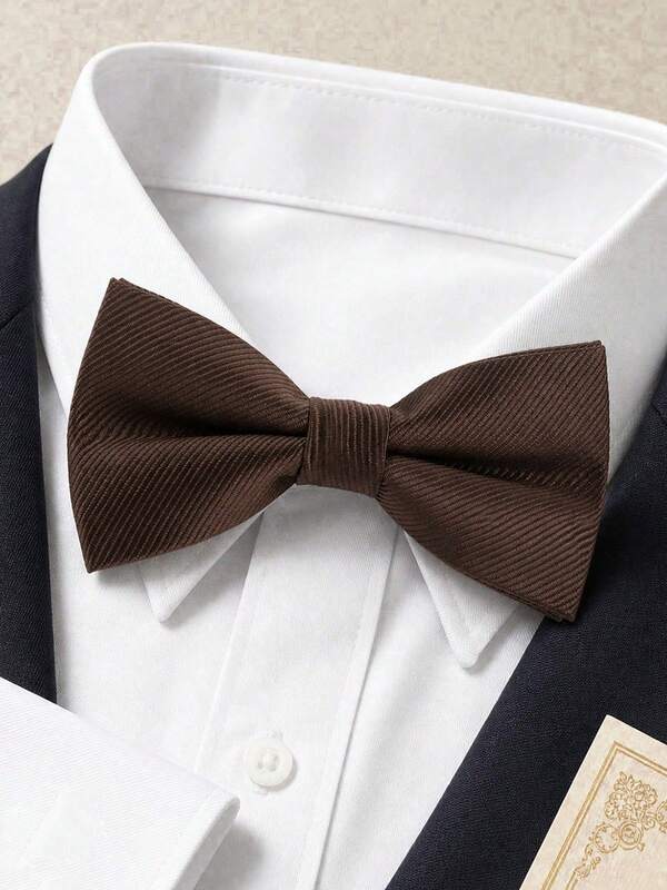 1pc Men's Business Classic Versatile Solid Color Diagonal Stripe Single-Fold Bow Tie, Suitable For Weddings, Celebrations, Parties, New Year, Holidays, Suit Outfit