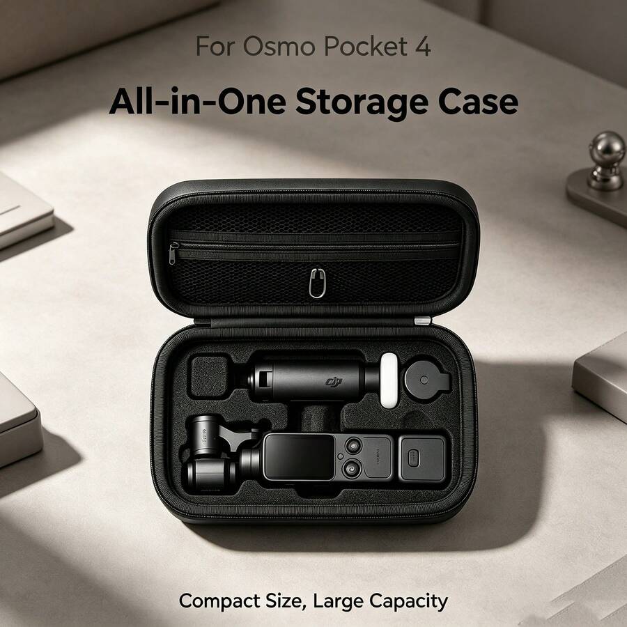 硬殼收納包,相容 Osmo Pocket 4 / Pocket 3 手持雲台相機,防震耐壓防水便攜旅行收納袋,適用相機與全套配件,戶外拍攝保護殼 - 查看 1
