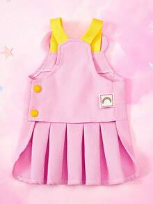 Care Bears X PETSIN 1件宠物服装粉色小熊刺绣宠物连衣裙3D耳朵+牵引D形环猫狗裙 - 粉色 - 查看 9