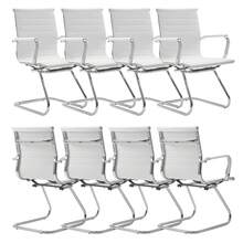 WAHSON OFFICE CHAIRS 8PCS PU Leather Office Chair Metal Frame Conference Chair For Meeting Room/Reception Area - 白色八把 - 查看 1