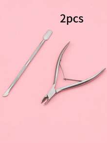 2/1pc Stainless Steel Nail Salon Cleaning Tool Steel Pusher Dead Skin Pliers - Silver - View 9