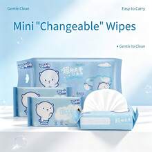 Portable Mini Wet Wipes Pack, Personal Hand & Mouth Cleaning Tissue Paper And Wet Wipes For School, Travel, Outdoor Use - Multicolor - View 2