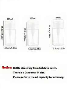 Black Polka Dot Pattern Reusable Pet Portable Travel Bottle, With 3.38oz/6.76oz Portable Pump Head, Suitable For Nail Polish Remover, Toner And Makeup Remover, Round Top Design, Hand Washable, Makeup Remover Bottle - Clear - View 2