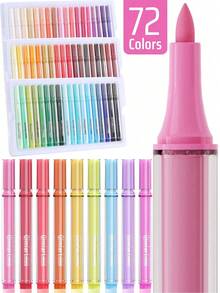 Set Spidol Akrilik Languo 72/126 Warna, Ujung Nilon Lembut, Lebar Garis 0,7-5mm untuk Garis Luar dan Mewarnai, Warna Kaya, Kreatif dan Cerah, Pigmentasi Kuat, Tahan Luntur, Daya Tutup Tinggi, Cocok untuk DIY dan Kreasi Seni, Perlengkapan Sekolah - MultiWarna - View 8
